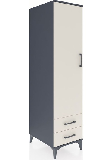 Kronos Dolap 4 Raflı 2 Çekmeceli Tek Kapaklı 44x59x182 Antras... Antrasit