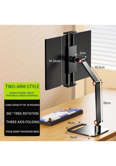 Gajeena Siyah Üç Bölmeli, 360 Derece Dönebilen, Masa Üstü Klemli, Kolay Kurulumlu, Taşınabilir Tablet/monitör Tutucu - Ev Ofisi Ve Oyun İçin Uygun