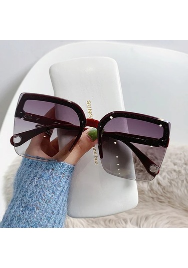Rpxbguckarhg Büyük Boy Vintage Kare Güneş Gözlüğü Uv400 Koruma Moda Aksesuarmaviother51 Gri