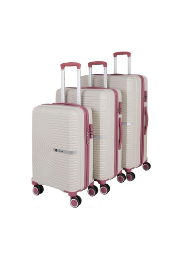 Mçs Üçlü Polipropilen Valiz Seti V374 S21yy1000006-set 00434 Kemik/koyu Pudra Çok Renkli