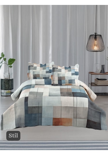 Örtüm Çift Kişilik Kapitone Yatak Örtüsü Antrasit Gri