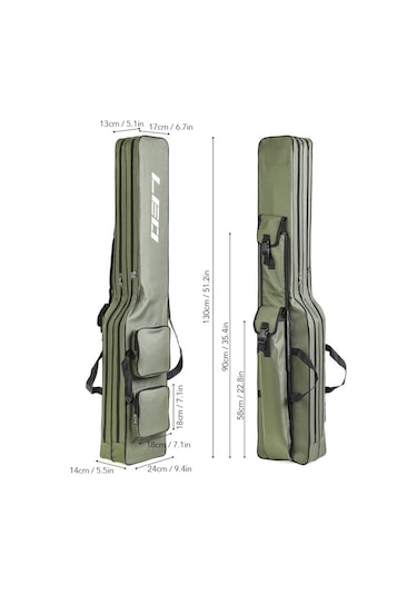 İki Katmanlı 130 Cm Olta Makara Çantası Olta Kamışı Yeşil Ordu