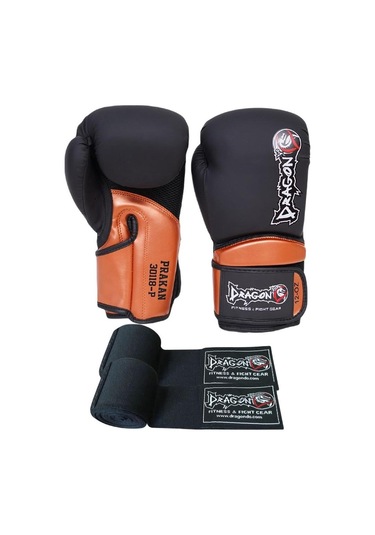 Dragondo Prakan Boks Eldiveni Siyah Bandaj Ve Şeffaf Dişlik Boks Seti10 Siyah