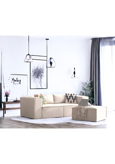 Nova 3 Modül Modüler L Köşe Koltuk Takımı Kırık Beyaz