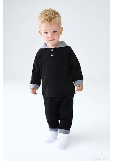 Luess Erkek Çocuk Kapüşonlu Düğme Detaylı Mevsimlik Alt Üst Takım - Siyah 3-4 Yaş 8-9 Yaş Siyah Luess Erkek Çocuk Kapüşonlu Düğme Detaylı Mevsimlik Alt Üst Takım - Siyah 3-4 Yaş 8-9 Yaş Siyah