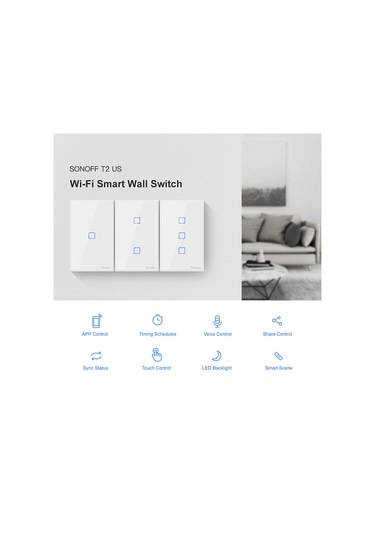Yifomall Sonoff T2us3c-tx Akıllı Dokunmatik Duvar Anahtarı 3lü Wifi, Uzak Kumanda 433mhz , Google Home/alexa Desteği, 86 Tipi Abd Standardı