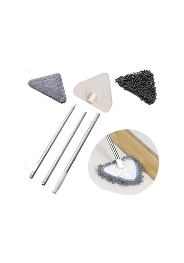 Zmc Bilişim Teleskopik Saplı 150 Cm Üçgen Mop Cam Duvar Tavan Fayans Parke Temizleyici Mop