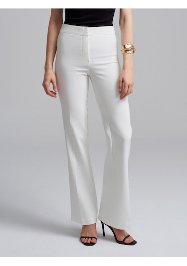 Dilvin 72641 Çan Paça Pantolon-beyaz Beyaz