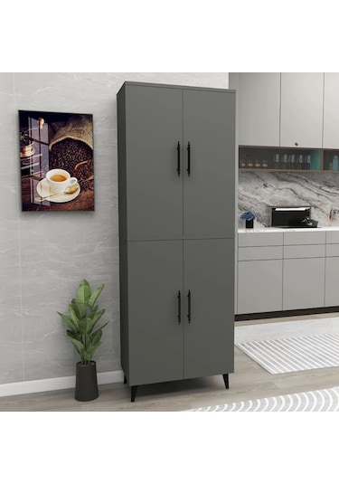 Reyo Home Enda Raflı 4 Kapaklı Çok Amaçlı Dolap Antrasit