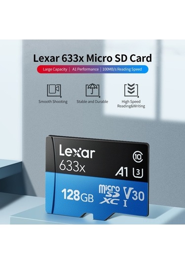 Pazly Lexar 633x 128gb Micro Sd Kart - Yüksek Hızlı U3, A1, V30 - Telefon & Kamera İçin
