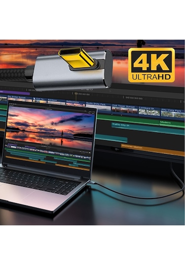 Uc-064-lp-1.0m Pd 100w Şarj 90 Derece Düşük Profil Açılı Usb3.1 Tip-c Erkek-erkek 10gbps Veri Kablosu