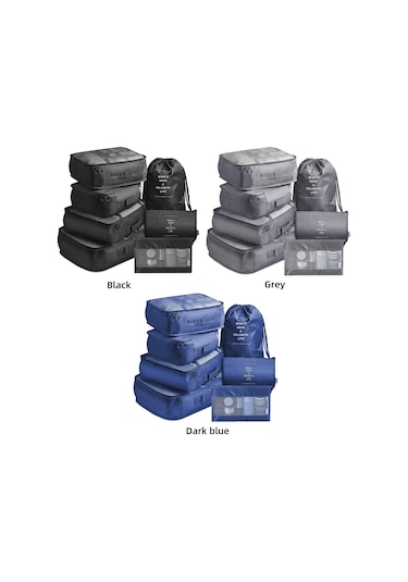 Suofeng Seyahat Çantası Giysi Sınıflandırma Çantaları 7'li Set - Su Geçirmez Kumaş, Çift Fermuar, Yer Tasarrufu, Gri Gri