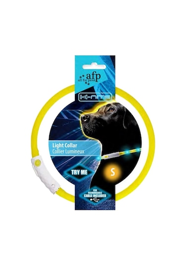 Afp Işıklı Köpek Boyun Tasması Sarı Medium 19 x 19 x 2 CM Sarı