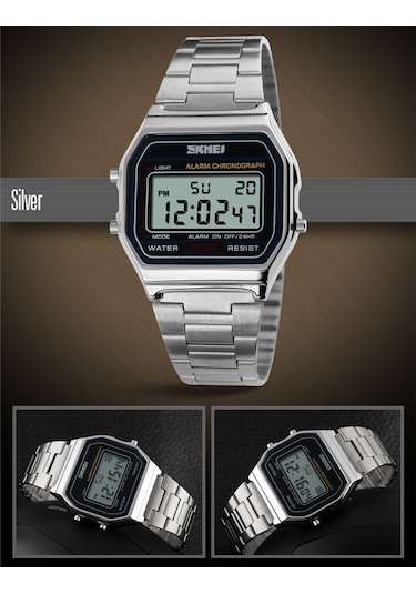 Geeksen Skmeı 1123 Unisex Dijital Saat - Ticari Ve Spor Tarzı, Tarih/hafta Gösterimi, Kronometre, Alarm, Led Işık, 30m Su Geçirmezlik, Çelik Kordon Gümüş Çok Renkli