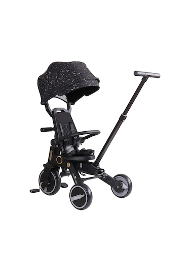 Merkür Bebe Falky 7in1 Katlanabilir Üç Tekerlekli Bebek ve Çocuk Bisikleti Gold