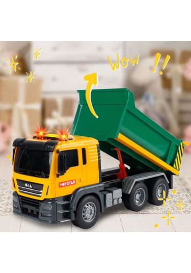 Sesli Işıklı Pilli Damperli Oyuncak Harfiyat Kamyonu