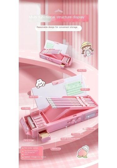 Maoyaya Şifreli Kutusu Kutusu Kırtasiye Kilit Kalem Fonksiyonlu Çok Ow Mavi