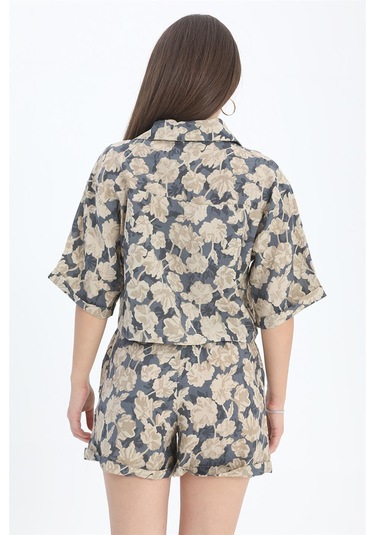 Gömlek Baskılı Kolu Duble Katlamalı - Lacivert-lacivert Lacivert