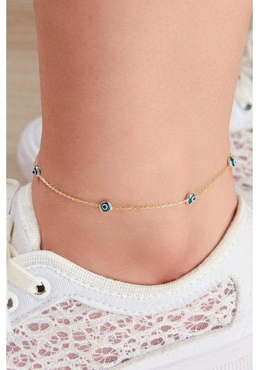 Gümüş Altın Kaplama Nazar Boncuğu Halhal N11.589