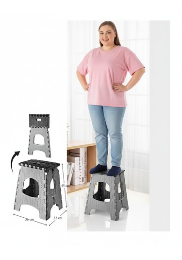 135 Kg Kapasiteli Katlanır Tabure Açık Gri