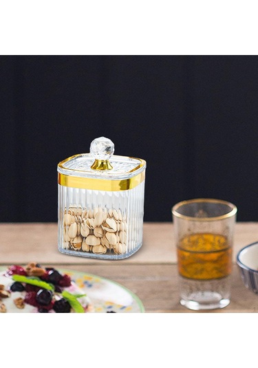 Altın Hava Geçirmez Saklama Kavanozu Kahve Fındık Kapaklı Teneke Kutu Kiler Organizasyonu Yiyecek