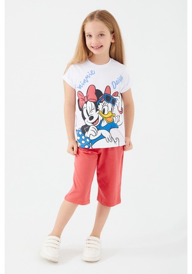 Minnie Mouse Minnie And Daisy Beyaz Kız Çocuk Kapri Takım Beyaz