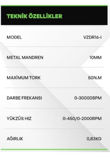 Voltz VZDR-16-I Akülü Darbeli Matkap