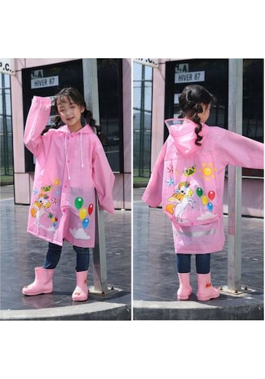 Hayvan Figürlü Kapüşonlu Unisex Çocuk Yağmurluk