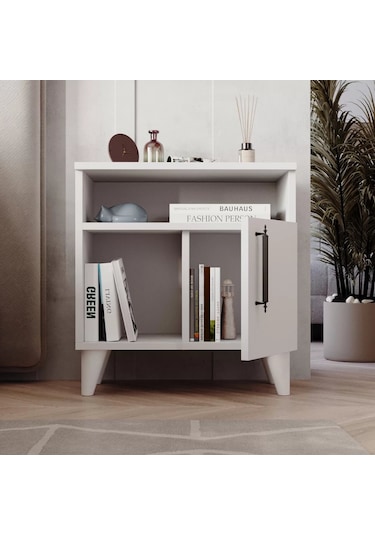 Reyo Home Enda Kommen 3 Bölmeli Kapaklı Komodin Beyaz