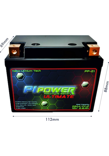Pipower Ultimate Compact 12v2,6a Lifepo4 Lityum Motosiklet Akü...