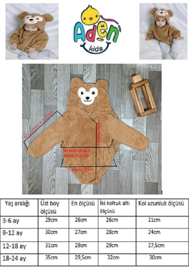 Aden Kids Welsoft Peluş Unisex Kışlık Bebek Çıtçıtlı Badi Krem