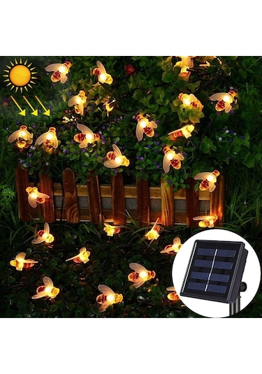 Cbtx Bahçe Aydınlatma 6.5m 30 Leds Arı Güneş Enerjili Sıcak Beyaz Açık Bahçe Dekoratif Dize Işık Peri Lambası 100ma / 1.2v Güneş Paneli