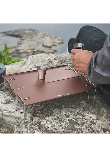 Geeksen Açık Hava Alüminyum Kamp Katlanır Masa Taşınabilir Mini Masa Barbekü Sehpa Ultra Hafif Çok Amaçlı Kamp Masası Gri Çok Renkli