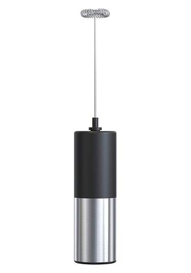 Hfambition El Tutulu Kafe Çay Köpükleyici, Hafif Taşınabilir, Çelik Kefeli, Kahve Latte Çikolata İçin Köpük Oluşturucu Gümüş - Siyah