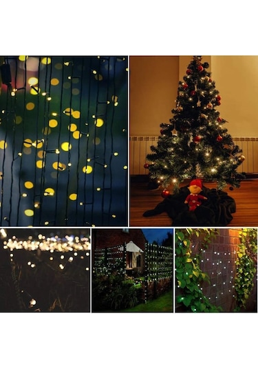 Sge Teknoloji Güneş Enerjili 100 Led 12 Metre Sarı Renk Bahçe Ayd Çok Renkli