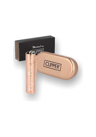 Clipper Kişiye Özel Metal Çakmak Özel Kutu ve Baskılı Rose Gold
