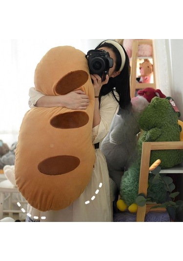 Suntek Ekmek Şeklinde Peluş Yastık 3d Yumuşak Bel Desteği Turuncu