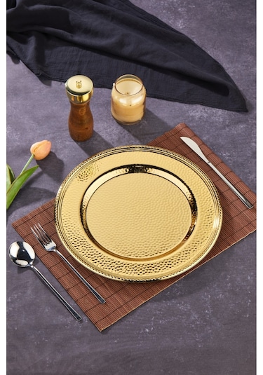 Cooker Lüx Model Metal Sunumluk Supla 33 Cm Sarı