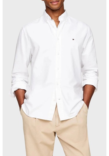 Tommy Hilfiger Erkek Gömlek Mw0mw35774 Ybr Beyaz Beyaz