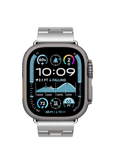Talazan iOS Watch Uyumlu Ultra 49mm Krd-125 Metal Kordon Strap Kayış-gümüş