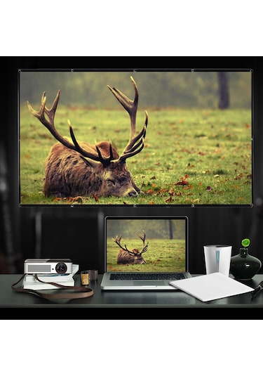 Suofeng 70 İnç 16:9 Portable Katlanabilir Projektör Perdesi, 100% Poliester, Ev Ve Dış Mekan Kullanıma Uygun, İz Olmayan Yumuşak Perde