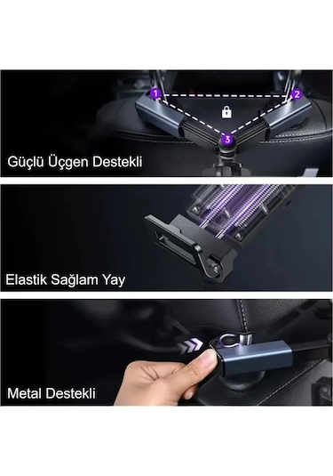 Hymark Araba Kafalık 12.9 İnç Araç Arka Koltuk Evrensel Tablet Ve