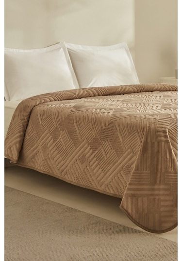 Karaca Home Rita Çift Kişilik Emboss Battaniye Açık Kahve