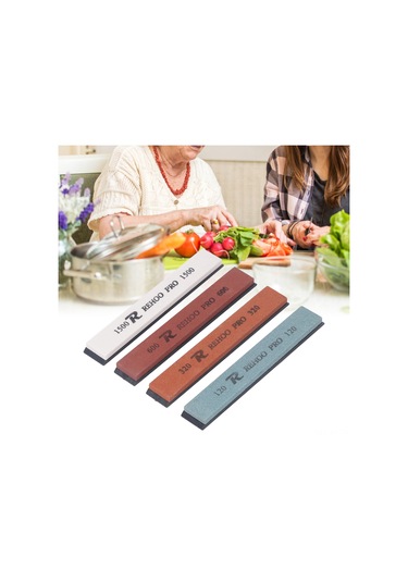 Shineyee 4'lü Taşlı Bıçak Kesici Seti 120-320-600-1500 Tane - Kolay Kullanım, Kaliteli Beyaz Korundum, Ev Ve Profesyonel Kullanım