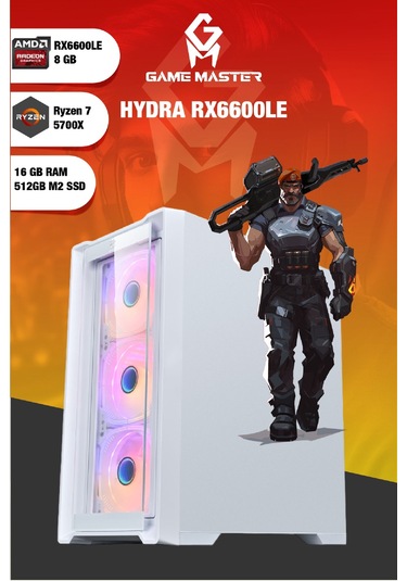 Gm Game Master Hydra R7-5700X 16 GB 512 GB M.2 SSD RX6600LE Masaüstü Oyuncu Bilgisayarı