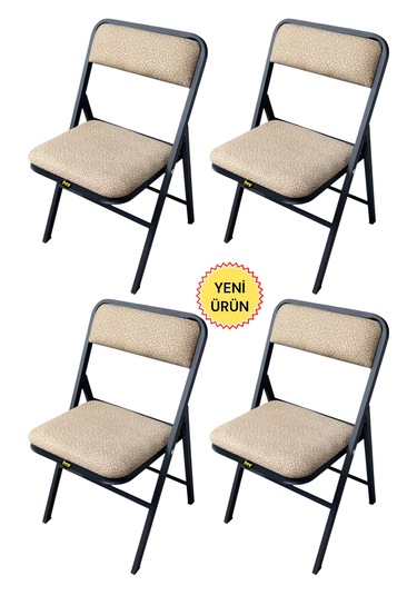 Hey 4'lü Katlanır Kamp Sandalyesi Piknik Sandalyesi Kahverengi