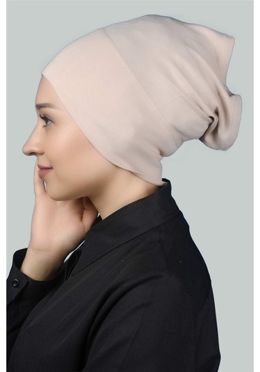 Altobeh Hazır Pratik Geçmeli Uzun Boru Tesettür Bonesi - Bej