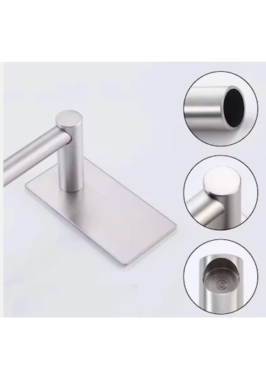 Havluluk Dik Rozetli 52cm Yapışkanlı Paslanmaz Çelik Krom Rengi Krom