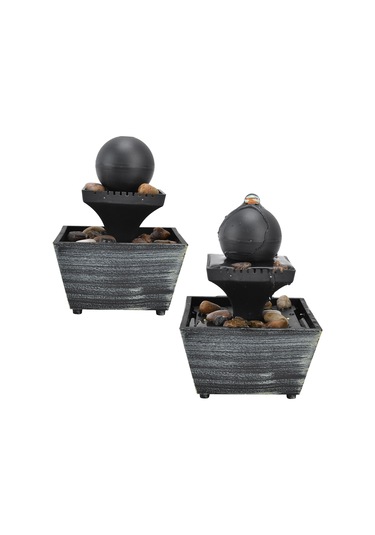 Hangfox Ev Ofis Masaüstü Su Feneri - Usb Pilli Plastik Dekoratif Alet - Led Işıklı Doğal Akıntı Sesli Ornament