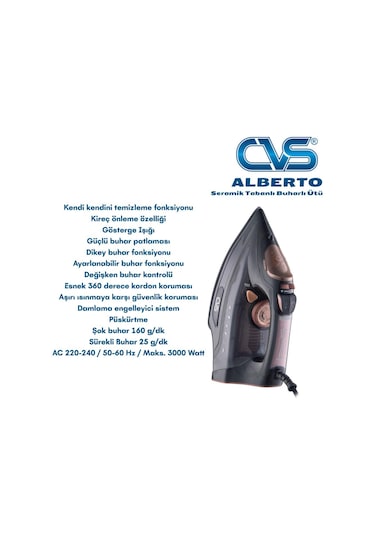 Cvs DN 5481 3000w Alberto Seramik Tabanlı Ütü
